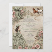 Princesse occidentale Quinceañera vert sauge rusti
