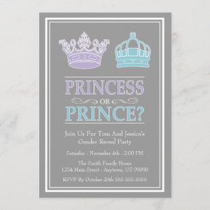 Invitation Princesse ou prince Gender Reveal Party