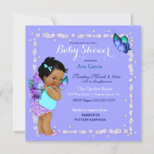 Invitation Princesse Papillon Bébé Fille Violet Turquoise