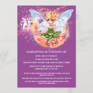 Invitation princesse papillon fée poney parties scintillant m