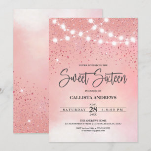 Invitation Princesse Parties scintillant rose éclaire les lum