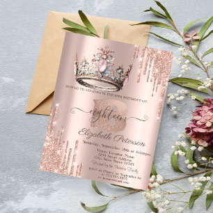 Invitation Princesse Parties scintillant   Rose Or 18e