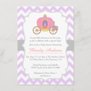 Invitation Princesse pourpre Carriage, baby shower de Chevron