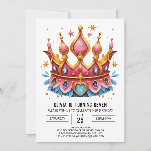 Invitation Princesse Printable (Devant)
