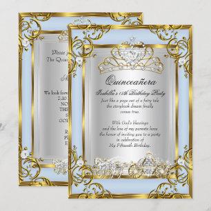 Invitation Princesse Quinceanera 15e anniversaire Bleu