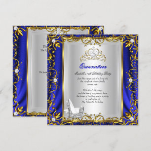 Invitation Princesse Quinceanera 15e anniversaire Blue Royal