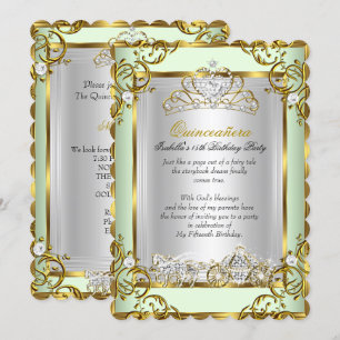 Invitation Princesse Quinceanera 15e anniversaire Mint Green