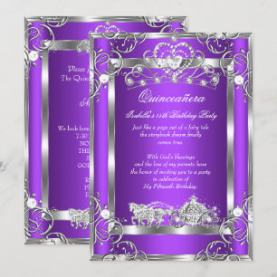 Invitation Princesse Quinceanera 15e Parti Purple Silver