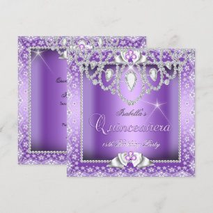 Invitation Princesse Quinceanera 15ème dentelle violette Diam