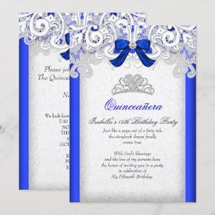 Invitation Princesse Quinceanera Bleu Royal 15e Anniversaire