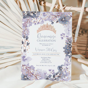 Invitation Princesse Quinceanera de lavande dorée