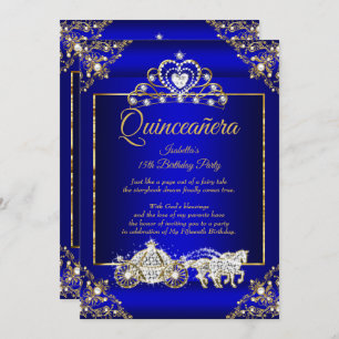 Invitation Princesse Quinceanera Elite Royal Blue Gold
