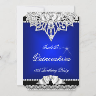 Invitation Princesse Quinceanera Girl Royal Blue 15e