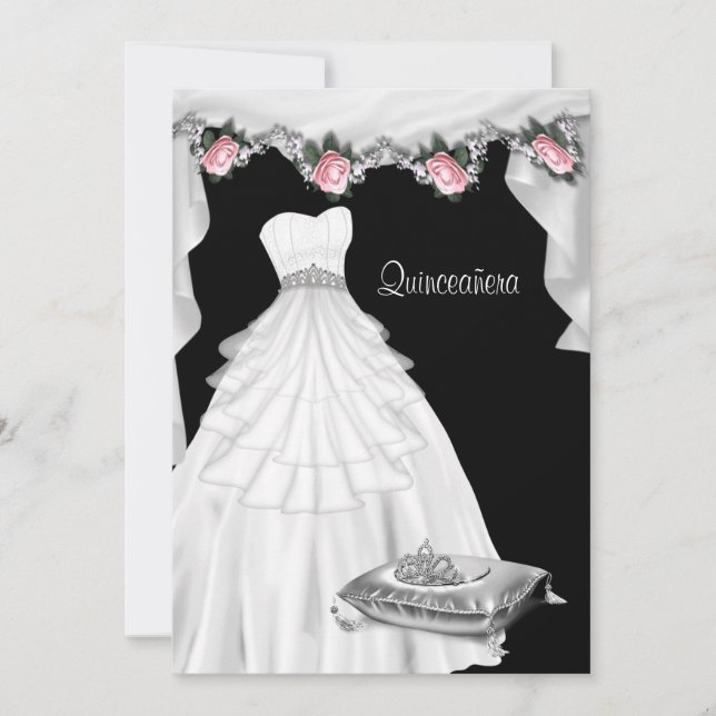 Invitation Princesse Quinceanera Rose (Devant)