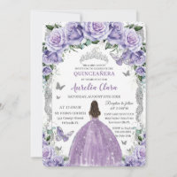 Princesse Quinceañera Rose violette Floral Argent