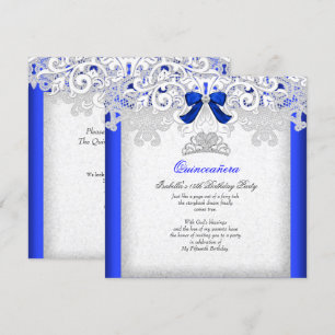 Invitation Princesse Quinceanera Royal Blue 15e anniversaire