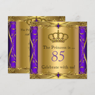 Invitation Princesse Regal Purple Gold 85e fête d'anniversair