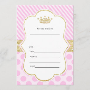 Invitation Princesse Remplir En Rose Paillettes D'