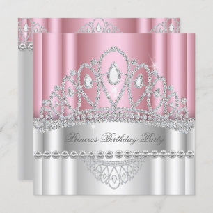 Invitation Princesse rose clair Diamant blanc Tiara Anniversa