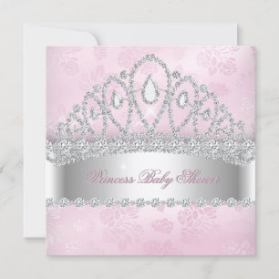 Invitation Princesse Rose Diamant Blanc Baby shower Tiara 2