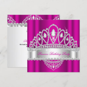 Invitation Princesse Rose Diamant Blanc Tiara fête d'annivers
