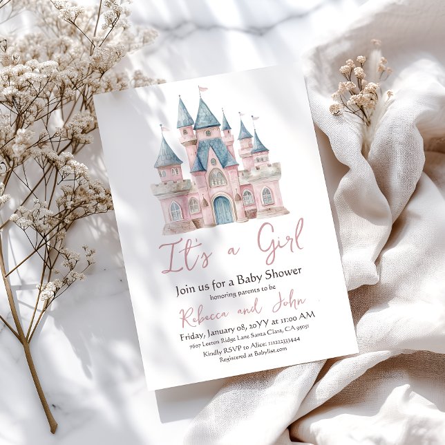 Invitation Princesse rose enchantée C'est un Baby shower de f (Créateur téléchargé)