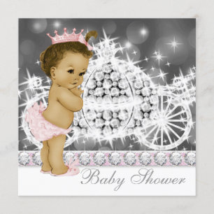 Invitation Princesse rose et grise élégante baby shower