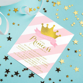 Invitation Princesse rose et or fête d'anniversaire