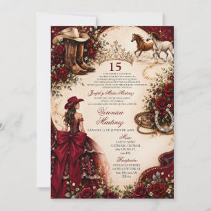 Invitation Princesse rouge burgundy occidental Mis Quince