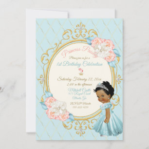 Invitation Princesse Royale de Conte de Fées Rose Aqua Ethniq