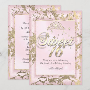 Invitation Princesse Sweet 16 sepia Rose Doré Fête Rose