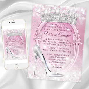 Invitation Princesse Tiara en verre Chaussure Cendrillon Anni