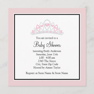 Invitation Princesse Tiara Pink princesse baby shower