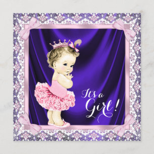 Invitation Princesse Tutu Ballerina Douche violette et rose