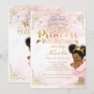Invitation Princesse Tutu & Couronne Dorée Fête Ethnique pour