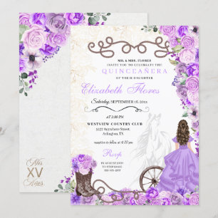 Invitation Princesse violette occidentale Floral Charra Quinc