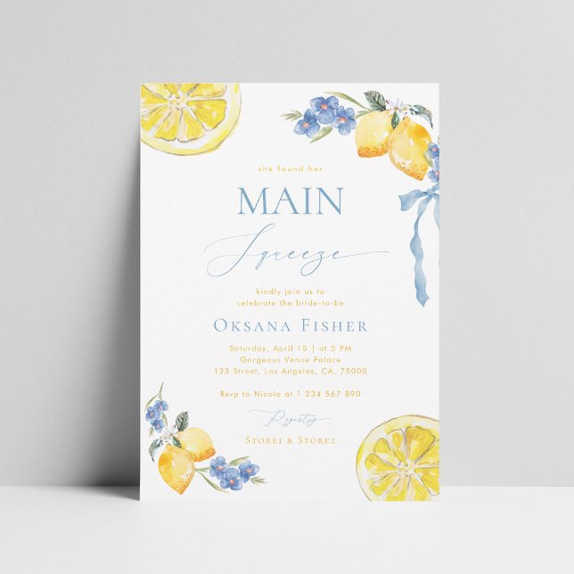 Invitation Principale Squeeze Lemons Bleu Fête des mariées it (Créateur téléchargé)