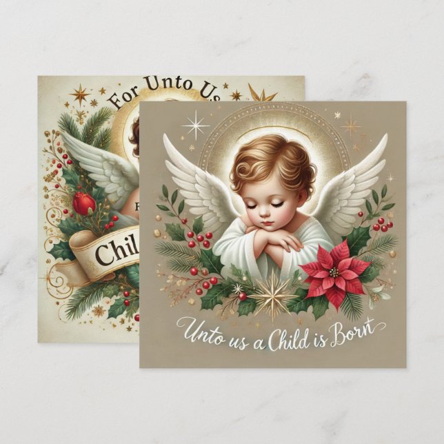 Invitation Printable Festive Baby Jesus Bible Verse Scrapbook (Devant / Derrière)