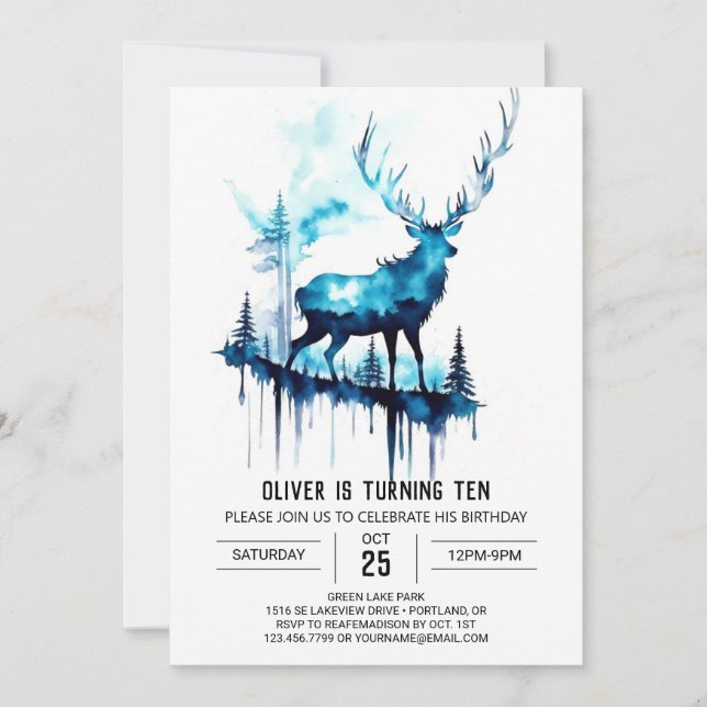 Invitation Printable Forest Stag Anniversaire (Devant)