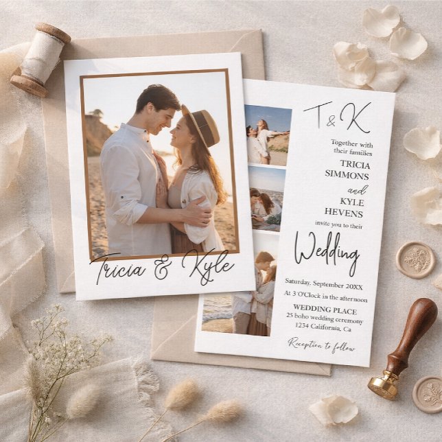 Invitation Printable minimalist four-photo wedding (Créateur téléchargé)