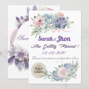 Invitation Printable Purple Lavender Floral Enregistrer la da