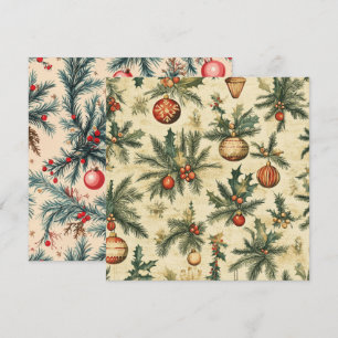 Invitation Printable Vintage Noël Baubles et Branches