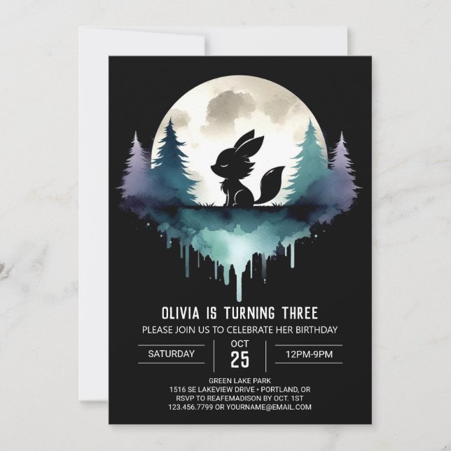 Invitation Printable Wolf doux Anniversaire (Devant)