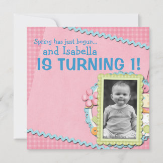 Invitation Printemps doux été premier anniversaire