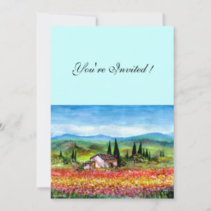Invitation PRINTEMPS EN TOUSCANE, rouge rose jaune bleu vif