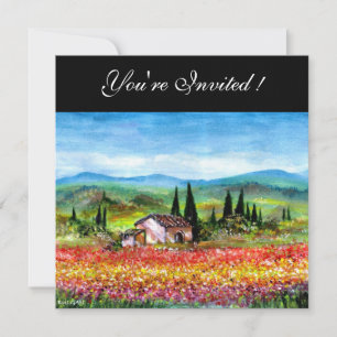 Invitation PRINTEMPS EN TOUSCANIE, rouge rose jaune bleu vif