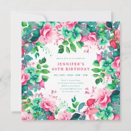 Invitation Printemps Eté Aquarelle Florale 60e Anniversaire