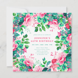 Invitation Printemps Eté Aquarelle Florale 60e Anniversaire
