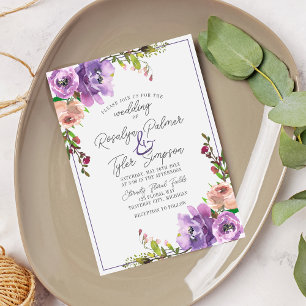 Invitation Printemps fleurs florales violet bracelet violet M