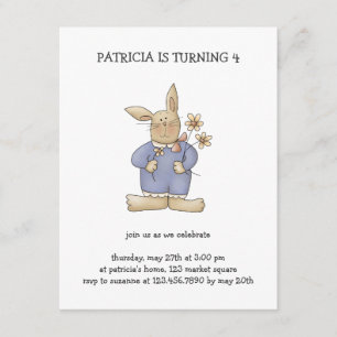 Invitation Printemps · Lapin de Pâques avec des fleurs